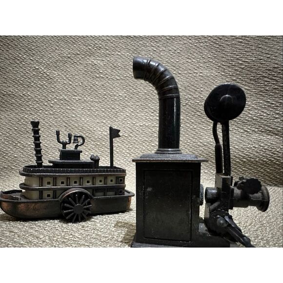 VTG Die Cast Mini Steamboat Paddle Boat and Wood Stove Pencil Sharpeners - Picture 5 of 12